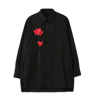 เสื้อเชิ้ตแขนยาวลําลอง ทรงหลวม ปักลาย Yohji Yohji Yamamoto สไตล์คาร์เนชั่น