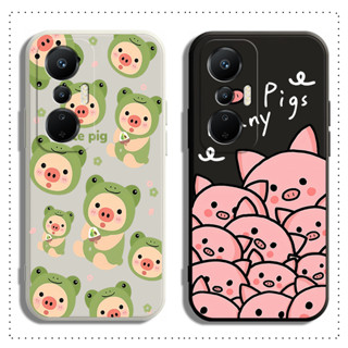 เคสโทรศัพท์มือถือแบบนิ่ม ผิวด้าน ลายหมูน่ารัก สีดํา สําหรับ Infinix Note 12 11 10 8 11S 12i G96 G88 X693 X692 X667 X671B X671 X663 X670 nfc Pro 5G 2022