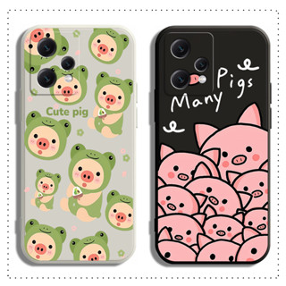 เคสโทรศัพท์มือถือแบบนิ่ม ผิวด้าน ลายหมูน่ารัก สีดํา สําหรับ Realme 10 10T 9I Pro Plus 4G 5G