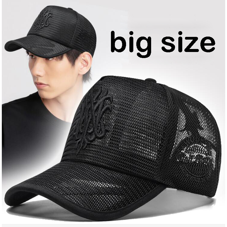 หมวกเบสบอล ผ้าตาข่าย ระบายอากาศ ขนาดใหญ่ 60-65 ซม. เหมาะกับฤดูร้อน สําหรับผู้ชาย และผู้หญิง