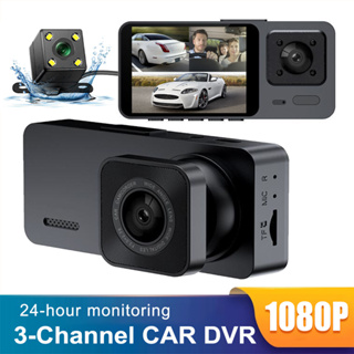 กล้องบันทึกวิดีโอ FHD 1080P DVR 3 พร้อมเลนส์มองหลัง มองเห็นกลางคืน 24 ชั่วโมง สําหรับจอดรถยนต์