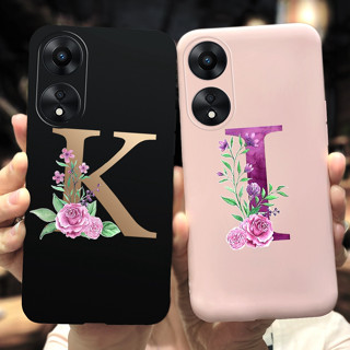 เคสโทรศัพท์มือถือ กันกระแทก ลายดอกไม้ ตัวอักษร แฟชั่น สําหรับ OPPO A78 5G 2023 A78 5G CPH2483 CPH2495 6.56 นิ้ว