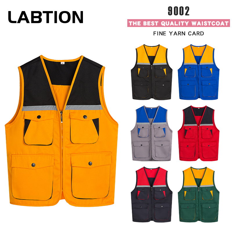 ห้องปฏิบัติการ#G9002B#拼色反光立体多兜多口袋马甲