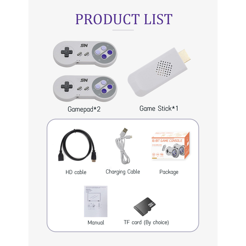 16 บิต 8 บิตไร้สาย Retro 4K ทีวีเกม HDMI วิดีโอเกมคอนโซลซูเปอร์ Nintendo SNES 4400 + เกมติดคอนโซล