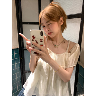 love flower  เสื้อเชิ้ต เปิดไหล่ ผ้าชีฟอง สไตล์ญี่ปุ่น สําหรับผู้หญิง