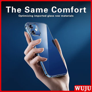 Wuju เคสโทรศัพท์มือถือแบบนิ่ม TPU ใส บางมาก กันกระแทก สีเหลือง สําหรับ iPhone 11 12 13 14 15 16 17 Pro Max Plus Air XR X XS Max