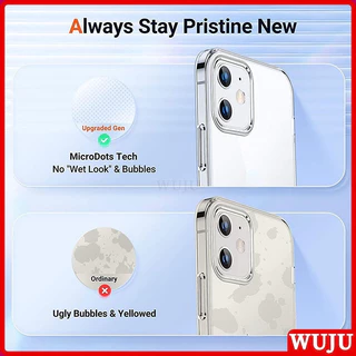Wuju เคสโทรศัพท์มือถือแบบนิ่ม TPU ใส บางมาก กันกระแทก สีเหลือง สําหรับ iPhone 11 12 13 14 15 16 17 Pro Max Plus Air XR X XS Max