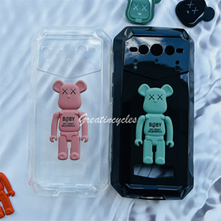 เคสโทรศัพท์ซิลิโคน TPU แบบนิ่ม ลายหมีโหด สีดํา แบบพับได้ สําหรับ Doogee V Max