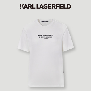 Karl LAGERFELD ใหม่ เสื้อยืดลําลอง ผ้าฝ้ายแท้ พิมพ์ลายตัวอักษร สําหรับผู้ชาย และผู้หญิง 626JD