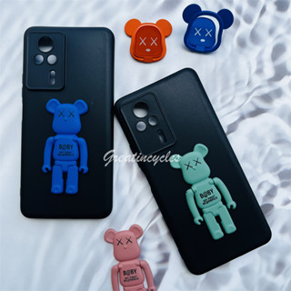 Xiaomi Redmi K60E 6.67 นิ้ว เคสโทรศัพท์ ซิลิโคนนิ่ม เคสป้องกัน พร้อมหมีโหด ที่วางโทรศัพท์ แบบพับได้