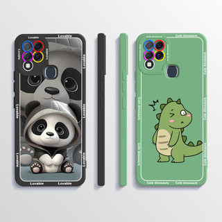 เคสโทรศัพท์มือถือ ซิลิโคนนิ่ม ขอบสี่เหลี่ยม ลายไดโนเสาร์น่ารัก สําหรับ Infinix Hot 10S NFC Hot 10T X689 X689B