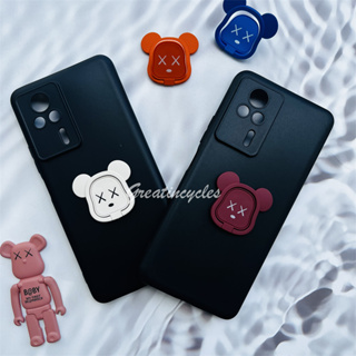 Xiaomi Redmi K60E 6.67 นิ้ว เคสโทรศัพท์ ซิลิโคนนิ่ม เคสป้องกัน พร้อมหมีโหด การ์ตูนน่ารัก หมี พับ แหวนยึดโทรศัพท์