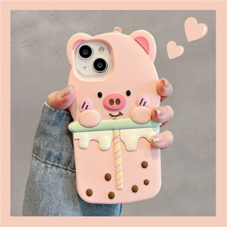 เคสโทรศัพท์มือถือ ซิลิโคนนิ่ม TPU กันกระแทก ลายการ์ตูนหมูน่ารัก สําหรับ iphone 11 Pro Max 14 13 12 Pro Max 14Pro