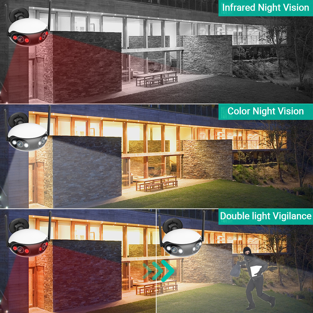 Hamrol 4K 8MP 180 ° Wireless Wide Angle Camera  Waterproof Color Night Vision Mobile CCTV