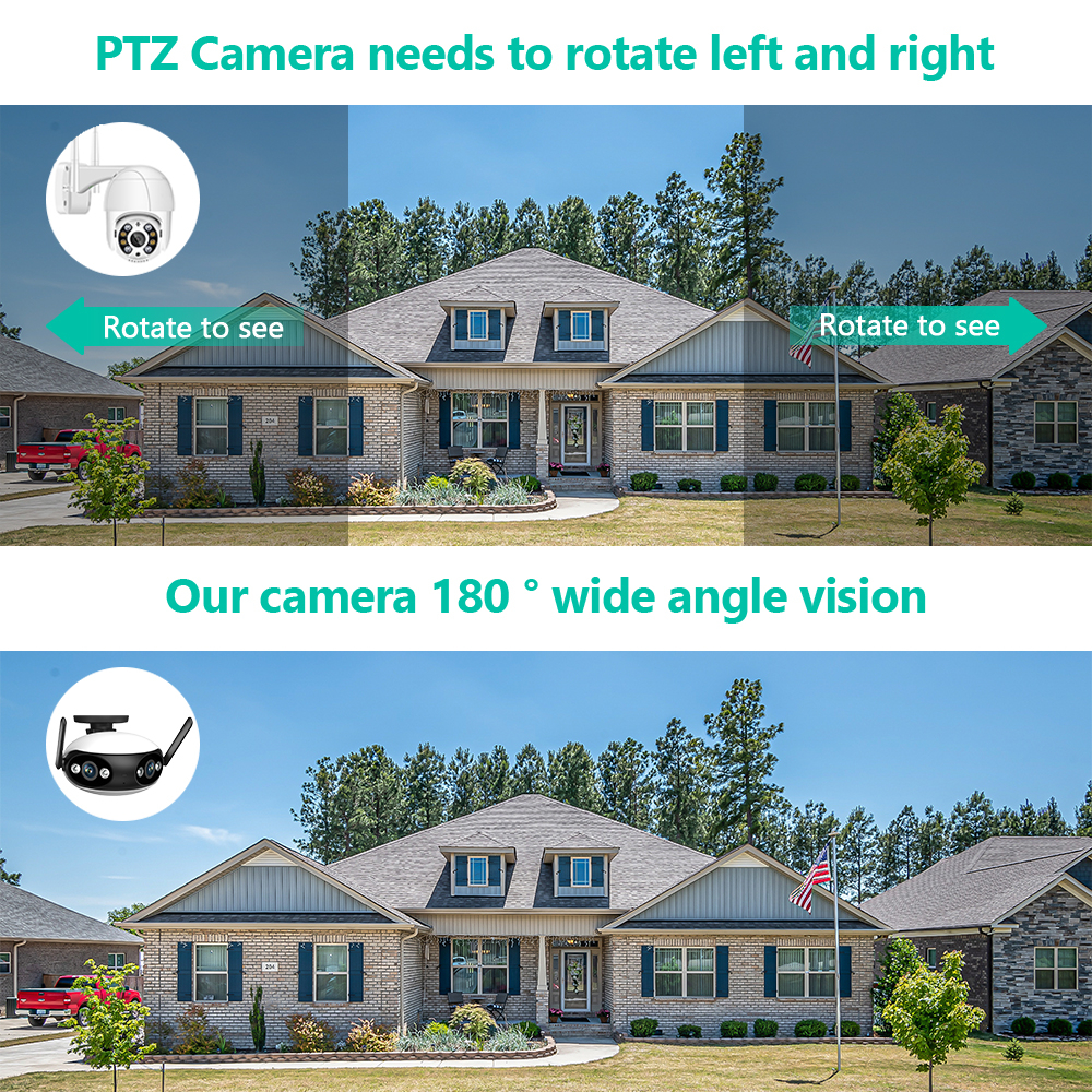 Hamrol 4K 8MP 180 ° Wireless Wide Angle Camera  Waterproof Color Night Vision Mobile CCTV