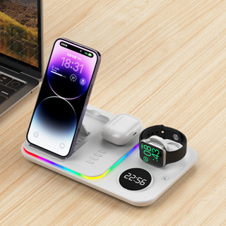 Haayot 5 in 1 แท่นชาร์จไร้สาย LED ชาร์จเร็ว สําหรับ Apple Watch 8 7 6 Galaxy Watch 5 4 3 Airpods iPhone Samsung S23 Z Fold 4 2023