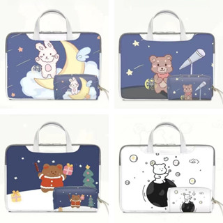 ⭐️Send power pack⭐️ PU waterproof laptop bag Sleeve Laptop Case Cute Bear 13 14inch 15.6inches 17.3 12 Cartoons Briefcases