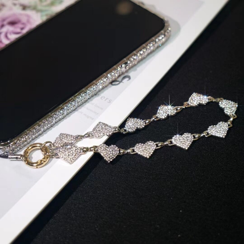 SAMSUNG หรูหราสวยเต็มเพชรอัญมณีGlitterสายคล้องLanyardสําหรับiPhone 14 Pro MaxสําหรับSamsung Galaxy Z Flip 4 Z Flip5 S23 Ultraสําหรับผู้หญิงสาวLady