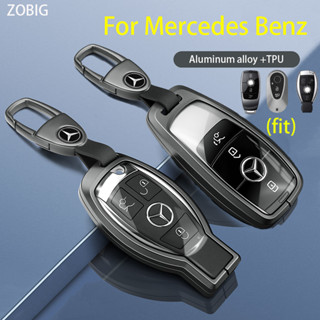 Zobig เคสกุญแจรถยนต์ อะลูมิเนียมอัลลอย พร้อมพวงกุญแจ สําหรับ Mercedes Benz Key fob Benz 2017-2023 A-Class C-Class G-Class S-Class E-Class