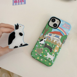 เคสโทรศัพท์มือถือ ฟิล์มสองชั้น กันกระแทก ลายแมว สําหรับ iphone 14promax 14pro 13pro 13promax 12promax 11