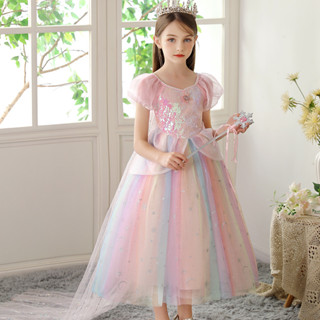 ชุดเดรสเจ้าหญิง สีชมพู สําหรับเด็กผู้หญิง ใส่ไปงานปาร์ตี้วันเกิด