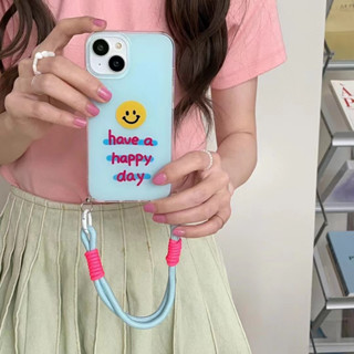 เคสโทรศัพท์มือถือ ลาย Girly พร้อมสายโซ่คล้อง สีฟ้า สําหรับ iPhone 11 12 12pro 12promax 13 13pro 13promax 14 14pro 14promax