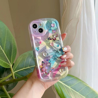 เคสโทรศัพท์มือถือ ลายผีเสื้อ แวววาว หลากสี สําหรับ iPhone 11 12 12pro 12promax 13 13pro 13promax 14 14pro 14promax