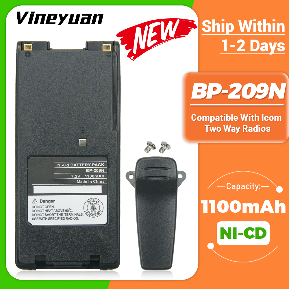1100mAh เปลี่ยนแบตเตอรี่วิทยุสองทาง BP-209 BP-210 BP-222 BP-209N BP-210N BP-222N สําหรับ ICOM วิทยุ 