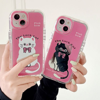 เคสโทรศัพท์มือถือ ลายการ์ตูนแมวน่ารัก สีชมพู สําหรับ iPhone 14Pro max 13Pro max 12Pro max 14Pro 13Pro 12Pro 11 12 13 14 case