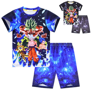 ใหม่ ชุดนอน เสื้อแขนสั้น พิมพ์ลายอนิเมะดราก้อนบอล Son Goku 3D ดิจิทัล สําหรับพักผ่อน