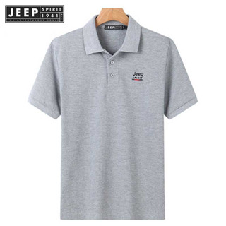 JEEP SPIRIT 1941 ESTD เสื้อยืดโปโล แขนสั้น คอปก ผ้าฝ้าย ลําลอง เหมาะกับฤดูร้อน สําหรับผู้ชาย