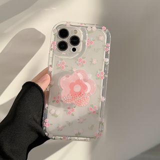 เคสiPhone11 มีความคิดสร้างสรรค์ แบบเรียบง่าย เคสโทรศัพท์มือถือ ซิลิโคน ใส ลายดอกไม้ พร้อมที่ตั้งวาง แฟชั่นสไตล์เกาหลี สําหรับ iPhone 11 12 13 14 13pro 12pro 14pro 12promax 11promax 13promax 14promax เคสมือถือซิลิโคนนุ่ม ฝาครอบป้องกันการตก