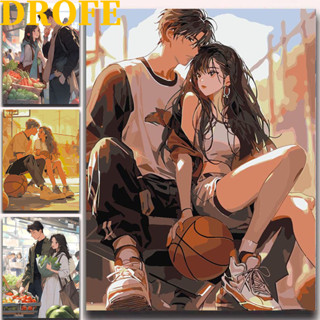 Drofe ภาพวาดระบายสีตามตัวเลข บนผ้าใบ diy สําหรับตกแต่งผนัง