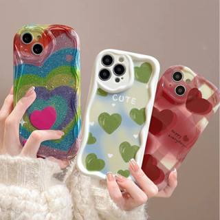 เคสโทรศัพท์มือถือนิ่ม ขอบโค้ง ลายหัวใจ 3D สีรุ้ง ไล่โทนสี สําหรับ Oppo A17 A96 A7 A5s A9 A5 A92 A1k A54 A74 A95 A16 A17k A15 A57 A12 A3s A55 A31 A16s A77s A76 A52 A16K A77 A53 A16E