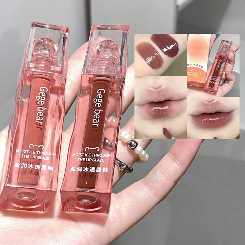 Gege bear Mirror Lip Gloss | ลิปสติกแก้วให้ความชุ่มชื้นสีติดทนนาน |แต่งหน้าปีใหม่ของขวัญวาเลนไทน์ - รูปที่ 5
