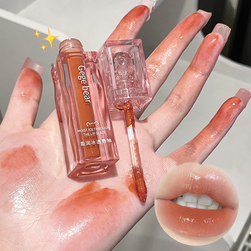 Gege bear Mirror Lip Gloss | ลิปสติกแก้วให้ความชุ่มชื้นสีติดทนนาน |แต่งหน้าปีใหม่ของขวัญวาเลนไทน์ - รูปที่ 2