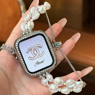 สายนาฬิกาข้อมือ ประดับไข่มุก หรูหรา สําหรับ iwatch serie 8 7 6 5 SE 4 3 2 1 iwatch 49 มม. 41 มม. 45 มม. 44 มม. 40 มม. 38 มม. 42 มม.
