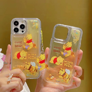 เคสโทรศัพท์มือถือ ลายการ์ตูนหมี แต่งกลิตเตอร์ สําหรับ iPhone 11 12 12pro 12promax 13 13pro 13promax 14 14pro max