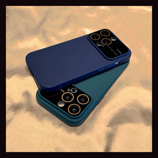 【Matte Soft case/Large window/Blue】เคส compatible for iPhone se2020 7 8 plus x xr xs max 11 12 13 14 pro max case