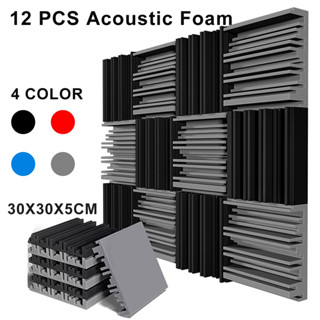 แผ่นโฟมฟองน้ํา ดูดซับเสียง ขนาด 30x30x5 ซม. สําหรับตกแต่งผนังห้อง KTV 12 ชิ้น