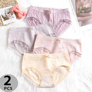 พร้อมส่ง 2 ชิ้น / เซต กางเกงชั้นใน ผู้หญิง โบว์ หวาน ญี่ปุ่น ชุดชั้นในหญิง ลูกไม้ เอวกลาง แข็ง ระบายอากาศ นุ่ม สําหรับผู้หญิง ยืดหยุ่น ชุดชั้นในเด็กผู้หญิง