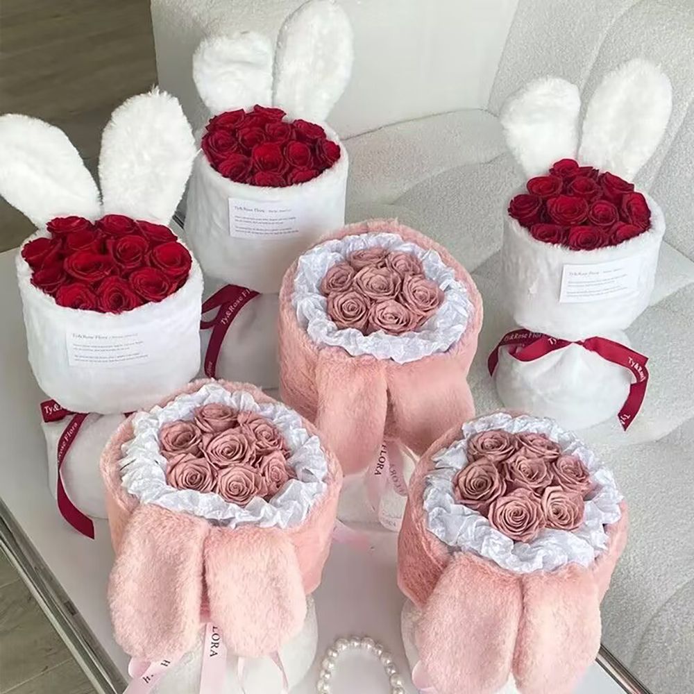 ผ้าห่อช่อดอกไม้หูกระต่าย ผ้าพันหูกระต่าย การจัดดอกไม้ บรรจุภัณฑ์ ผ้าห่อดอกไม้ กระดาษห่อ