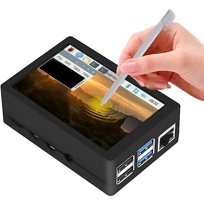 หน้าจอสัมผัส 52Pi Raspberry Pi 4 TFT 3.5 นิ้ว พร้อมเคส พัดลม Raspberry Pi และฮีทซิงค์ ความละเอียด 32