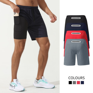 Men Sportswear Running Sport Shorts 2 In 1 Beach Bottoms Summer Gym Fitness Training Jogging Short Pants With back waist Pockets