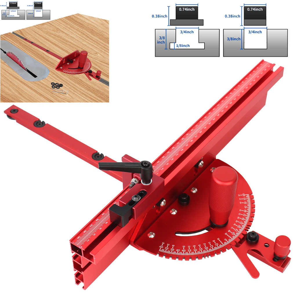 Miter Gauge&400MM Fence With Track Stop Sawing Assembly Angle Ruler for Table Saw Router Woodworking Bench Tools DIY