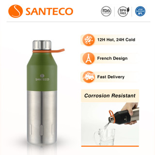 SANTECO 12oz/17oz ขวดเครื่องดื่ม, สแตนเลส, ฉนวนสูญญากาศ, ขวดดื่มสําหรับน้ําร้อนและน้ําเย็น 350ml 500ml