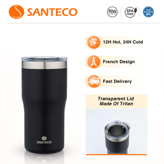 SANTECO Nora แก้วน้ําร้อน 500ml 17oz, แก้วกาแฟ, สแตนเลส, ผนังสองชั้น, ฉนวนสูญญากาศ, สําหรับร้อนและเย็น