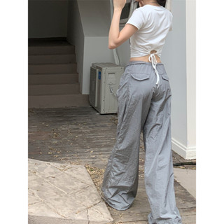 Summer thin American Cargo pants girls wide pants casual pants straight pants loose wide leg pants