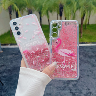 ใหม่ ผงแฟลช ทรายดูด นกฟลามิงโก เคส Samsung Galaxy A54 A34 A24 A14 A04 A73 A53 A33 A23 A13 A72 A52 A42 A32 A22 A12 A71 A51 A70 A50 Case ใหม่ น่าสนใจ ทรายดูดของเหลว ป้องกันการหล่น นุ่ม เคส