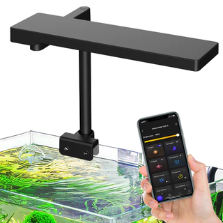 （การจัดส่งที่รวดเร็ว)15 วัตต์ LED Full Spectrum Nano Aquarium Light, โคมไฟพิพิธภัณฑ์สัตว์น้ำพร้อมตัวจับเวลา, การควบคุมแอพอัจฉริยะตู้ปลาไฟ RGB LED, พระอาทิตย์ขึ้นดวงอาทิตย์ดวงจันทร์, โหมด DIY, แสงคลิป